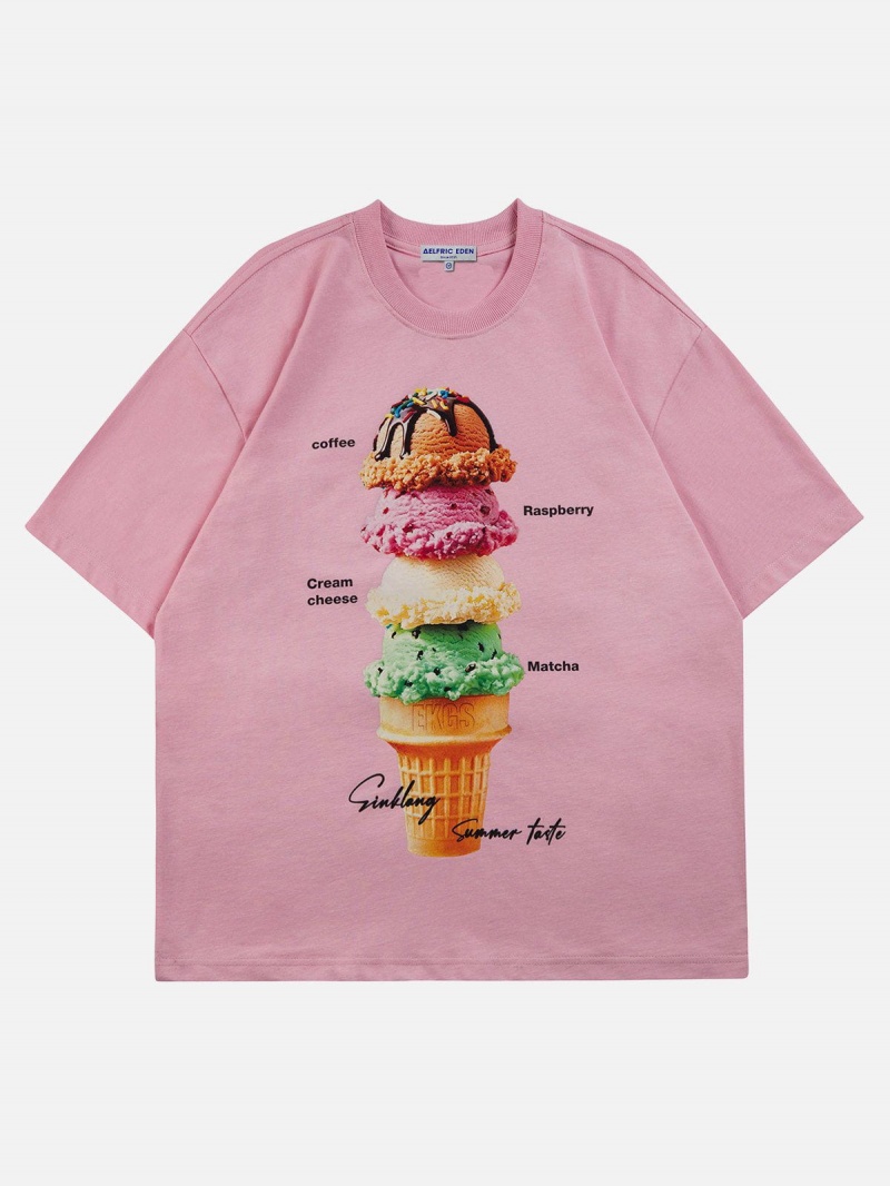 T Shirts Aelfric Eden Ice Cream Print Tee Blanche | CQR-11945920